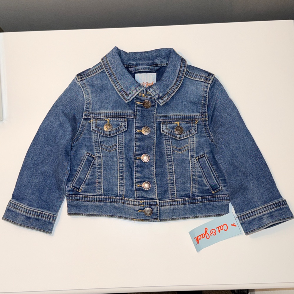 Cat & Jack Denim Trucker Jacket Toddler 12M Blue Jean Jacket NWT